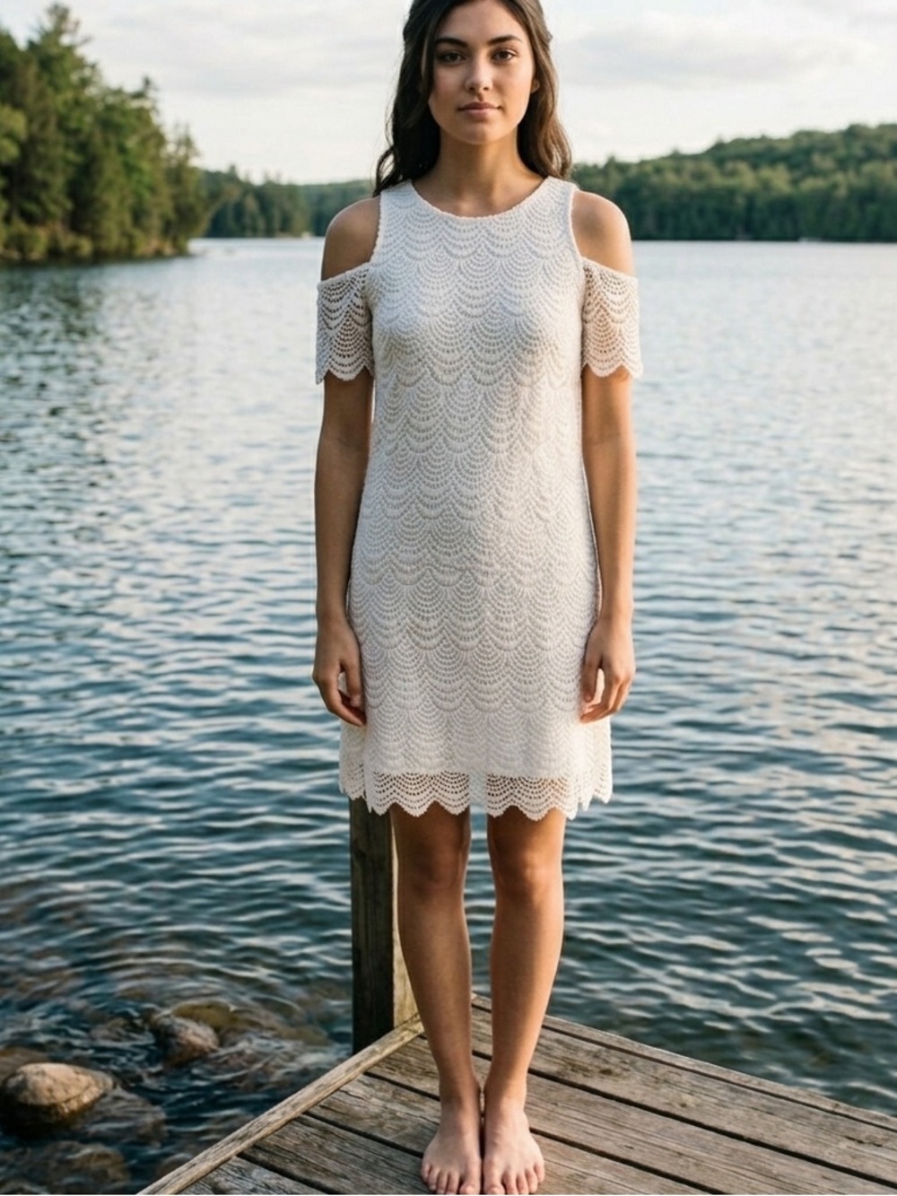 Lilly Pulitzer Resort White Scalloped Shell Lace Somerset Dress